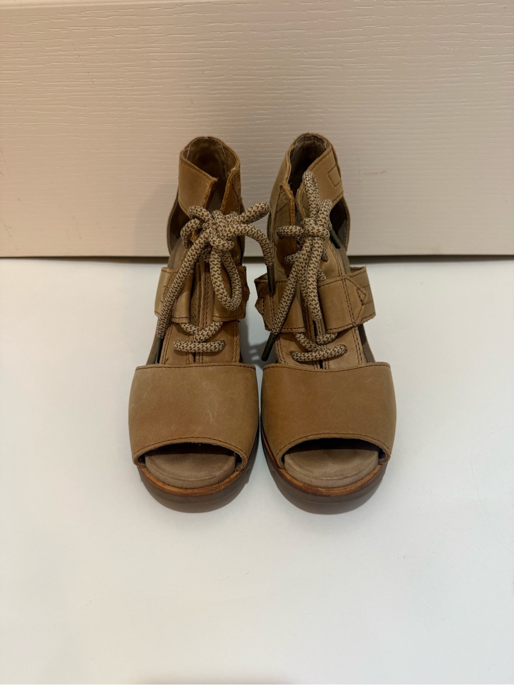 Women’s Sorel Open-Toe Lace-Up Sandals in Tan